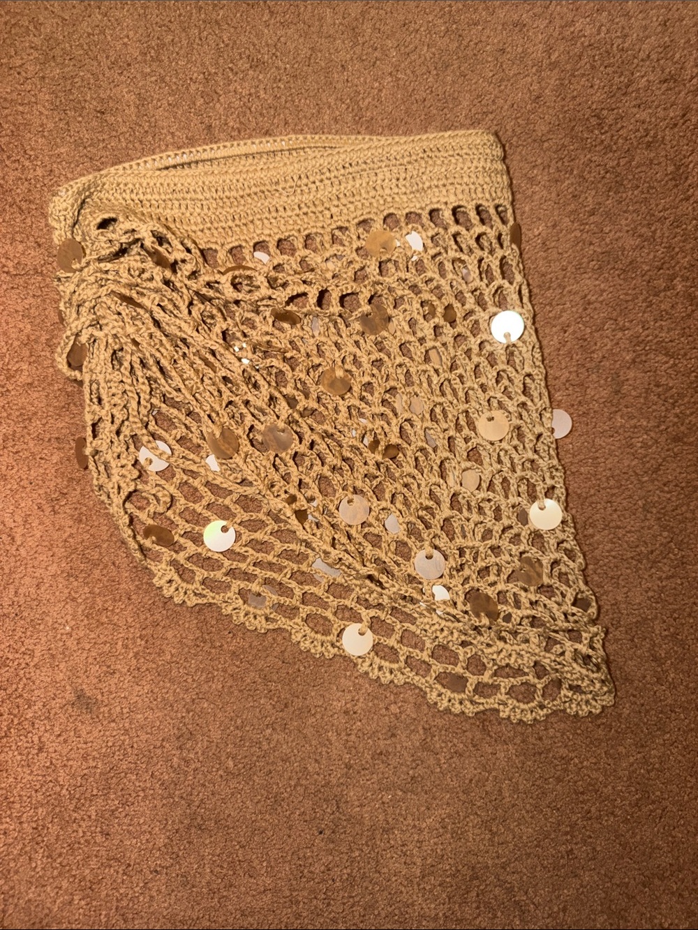 Beige Crochet Sequin Sarong Cover-Up